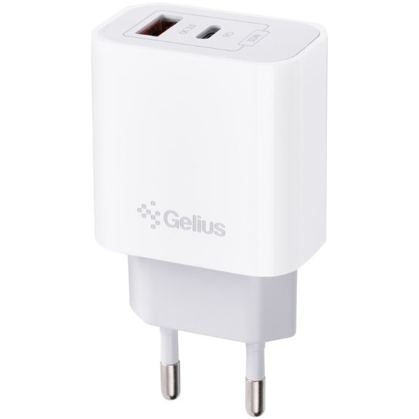 Фото - Сетевое зарядное устройство Gelius Merge GP-HC060 GAN USB+Type-C 35W (QC/PD/PPS) + кабель One GP-UCN013 Type-C to Lightning 1m (102933)